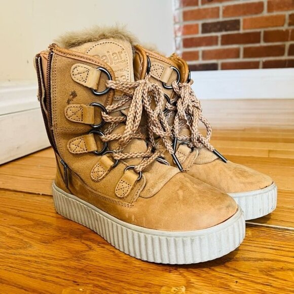 Pajar Cade Canada Shearling Insulated Tan Leather Ankle Winter Boot 6-6.5 - Picture 5 of 16